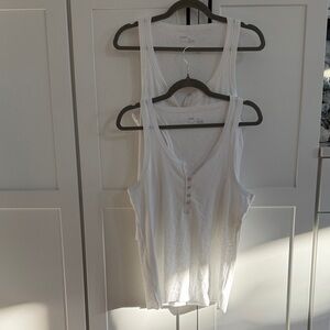 2 Aerie White Button-Front Tank Top